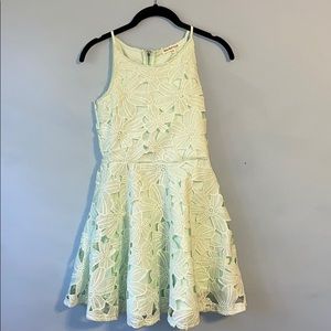 Light mint green floral lace dress